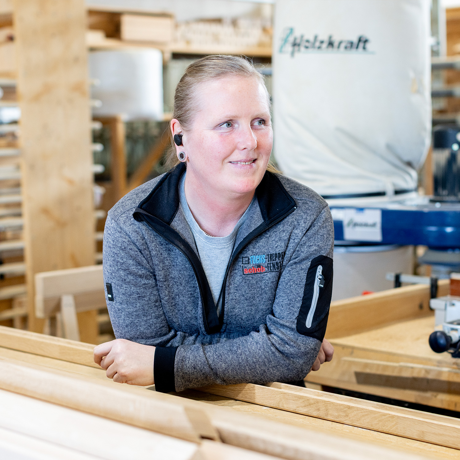 fuchs treppen kapp und gehrungssaege holz zuschnitt werkstatt
