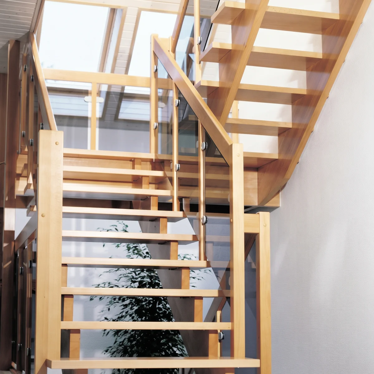 fuchs treppen holzwangentreppe casa mit glasgeländer buche keilgezinkt