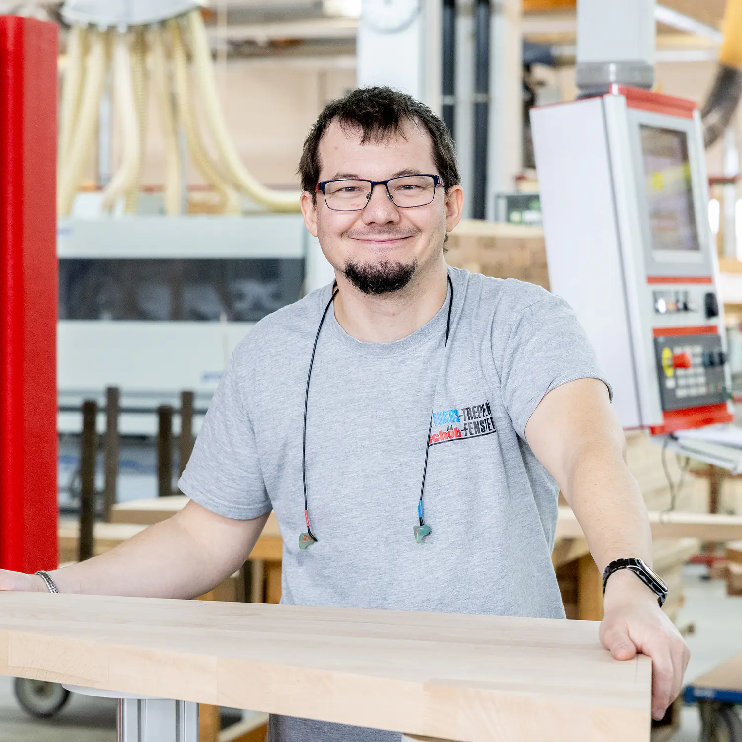 fuchs treppen treppenstufe massivholz ausrichten cnc maschine produktion